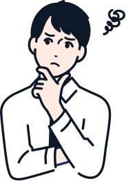 スーツを着用した男性が首をかしげて悩んでいる